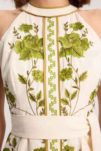 Robe Longue En Sergé De Coton Tissé Brodée De Petites Roses | Taille 16 - KarenMillen - Modalova