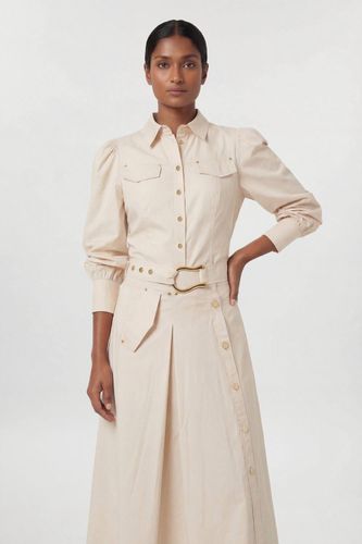 Chemise Tissée En Satin De Coton Avec Détail De Poche | Taille 16 - KarenMillen - Modalova