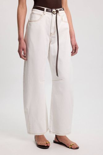 Jean Jambe Tonneau En Denim Avec Ceinture | Taille 16 - KarenMillen - Modalova