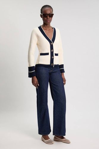 Cardigan En Coton Tricoté À Bords Contrastés | Taille Medium - KarenMillen - Modalova