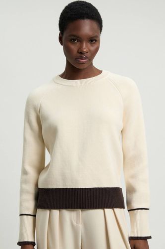 Synthétiquell Col Rond En Maille De Coton À Liserés Contrastés | Taille Medium - KarenMillen - Modalova