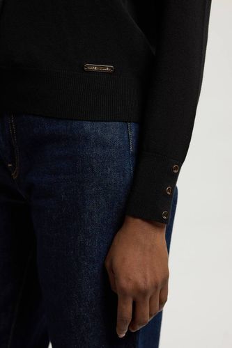 Cardigan En Maille À Col Avec Détails De Boutons-pression En Mélange De Viscose Petite | Taille Medium - KarenMillen - Modalova
