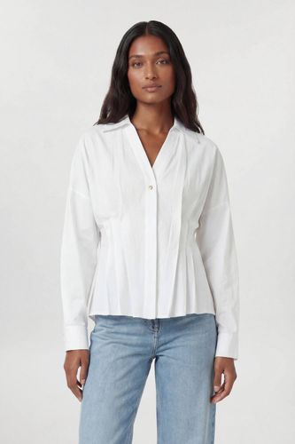 Chemise À Manches Longues En Coton Avec Détail Plissé | Taille 16 - KarenMillen - Modalova