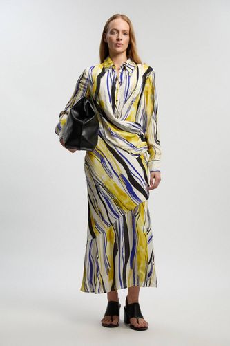 Robe Chemise Maxi En Sergé Tissé Imprimé Petits Coups De Pinceau | Taille 12 - KarenMillen - Modalova