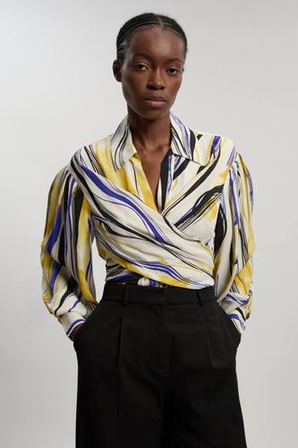 Chemise Portefeuille En Sergé Tissé À Imprimé Coups De Pinceau | Taille 16 - KarenMillen - Modalova