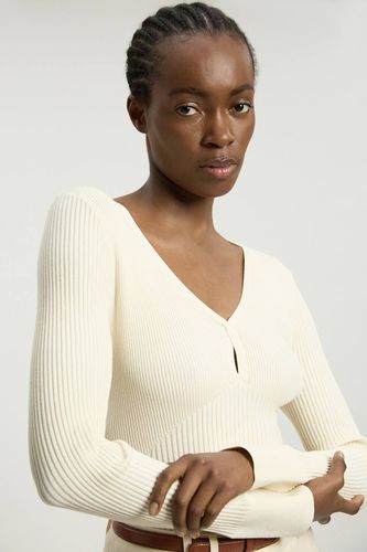 Haut En Maille Côtelée Avec Détail De Point Ajouré | Taille Medium - KarenMillen - Modalova