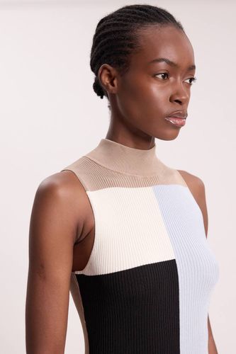 Robe Midi Évasée Sans Manches En Maille De Viscose Fluide À Blocs De Couleur | Taille Medium - KarenMillen - Modalova