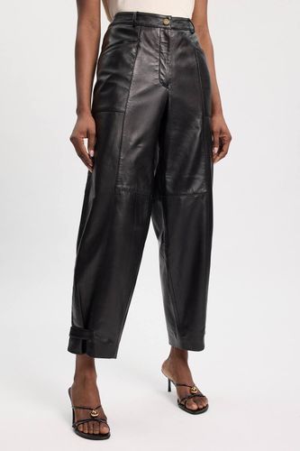 Pantalon En Cuir À Jambe Tonneau | Taille 16 - KarenMillen - Modalova