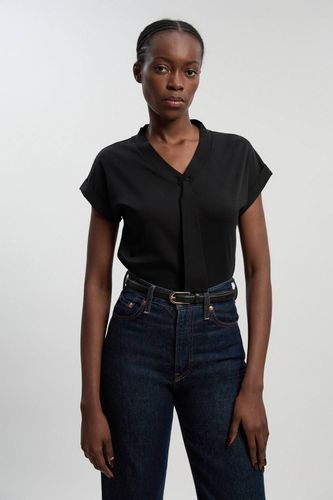 T-shirt Jersey Col V Avec Détail Nœud | Taille XS - KarenMillen - Modalova