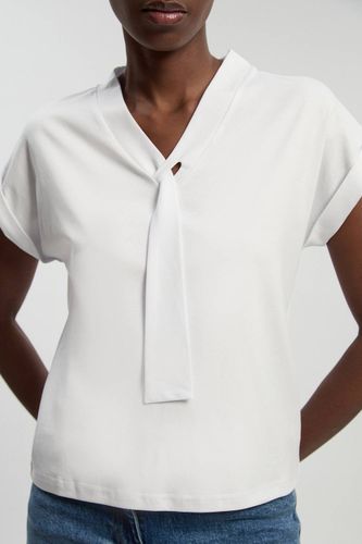T-shirt Jersey Col V Avec Détail Nœud | Taille Medium - KarenMillen - Modalova