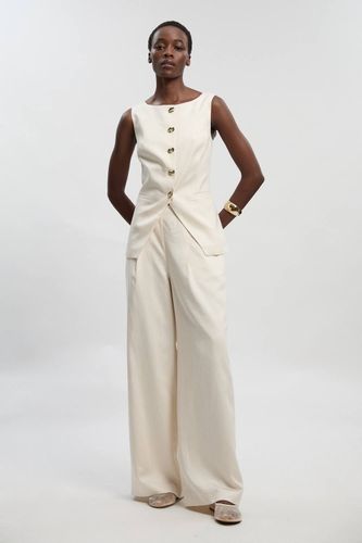 Pantalon Large Tailleur en Lin | Taille 16 - KarenMillen - Modalova