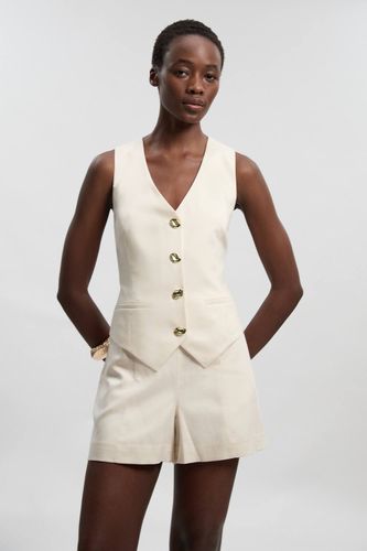 Short Tailleur En Lin À Boutonnage Devant | Taille 16 - KarenMillen - Modalova
