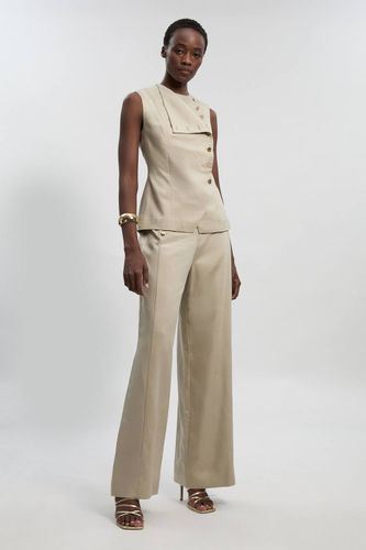Haut en Lin Ajusté à Boutonnage Devant | Taille 16 - KarenMillen - Modalova