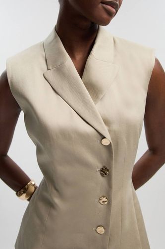 Gilet Ajusté en Lin avec Détail Dos Corset et Boutonnage Devant | Taille 16 - KarenMillen - Modalova