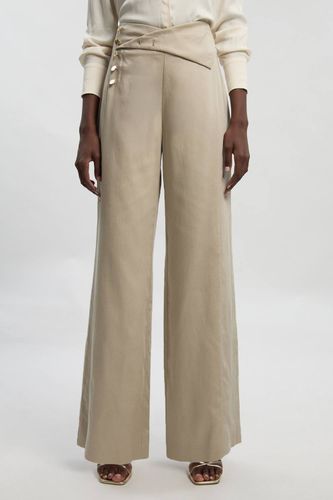 Pantalon Large en Lin Ajusté à Boutonnage Devant | Taille 16 - KarenMillen - Modalova