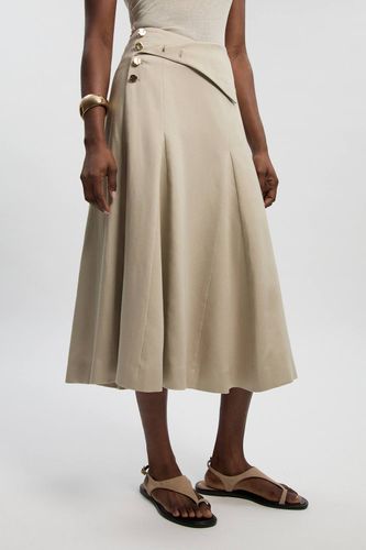 Jupe Midi Évasée en Lin sur Mesure avec Boutonnage Devant | Taille 16 - KarenMillen - Modalova
