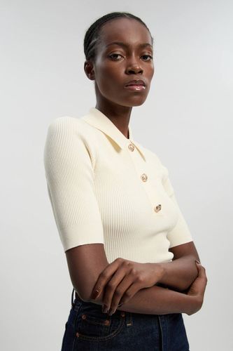 Haut Militaire À Manches Courtes En Maille Côtelée | Taille Medium - KarenMillen - Modalova