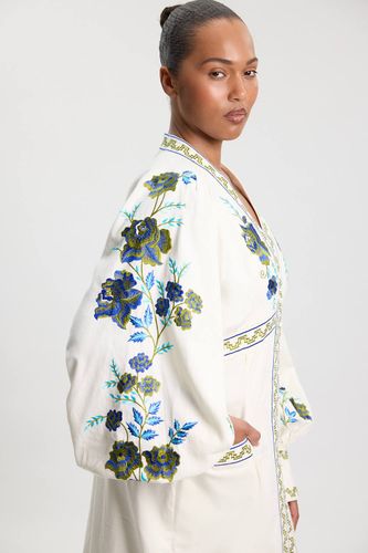 Robe Maxi En Sergé De Coton Brodé Grande Taille | Taille 20 - KarenMillen - Modalova