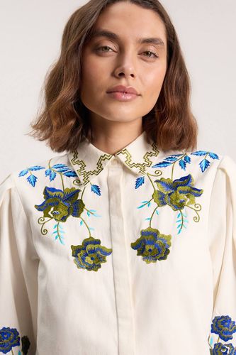 Chemisier En Sergé De Coton Tissé Brodé De Roses | Taille 16 - KarenMillen - Modalova