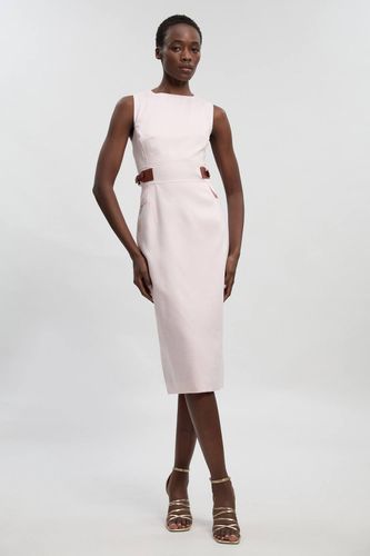 Robe Crayon Mi-longue Cintrée En Lin Avec Ceinture À Patte Petite | Taille 16 - KarenMillen - Modalova