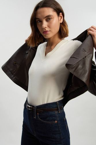 Haut Tricoté à Manches Courtes et Col V en Mélange de Viscose | Taille Medium - KarenMillen - Modalova