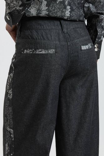 Jean Large À Contraste Denim Et Jacquard | Taille 46 - KarenMillen - Modalova