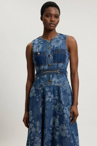 Robe Midi Évasée En Denim Jacquard | Taille 18 - KarenMillen - Modalova