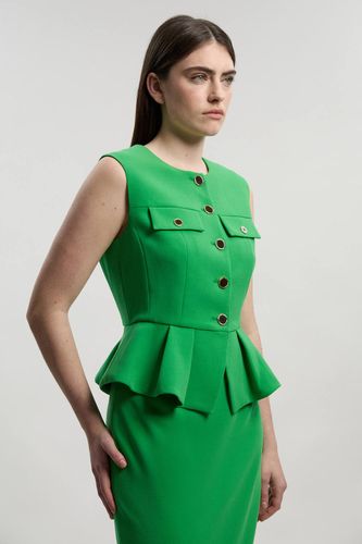 Robe Midi Ajustée À Basque En Tissu Stretch Compact | Taille 16 - KarenMillen - Modalova