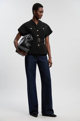Haut Ceinturé À Col Montant En Tissu Stretch Compact Texturé | Taille 14 - KarenMillen - Modalova
