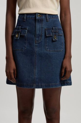 Jupe Midi En Denim À Boutonnage Devant | Taille 16 - KarenMillen - Modalova