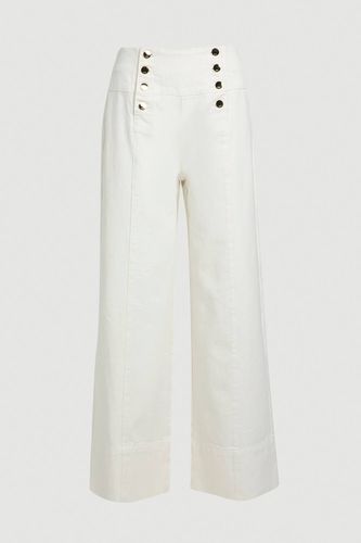 Jean Large À Jambes Évasées Avec Boutonnage Devant En Denim | Taille 16 - KarenMillen - Modalova