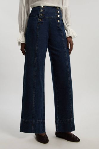 Jean Large À Jambes Évasées Avec Boutonnage Devant En Denim | Taille 16 - KarenMillen - Modalova