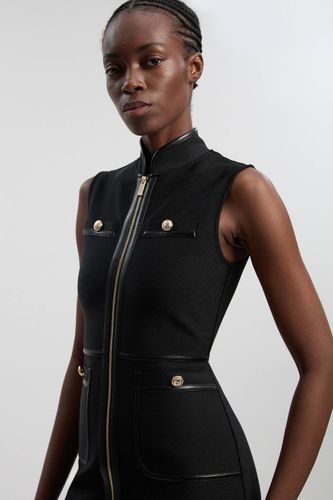 Robe Mini Bandage Militaire Sans Manches À Finitions SYNTHÉTIQUE | Taille 16 - KarenMillen - Modalova