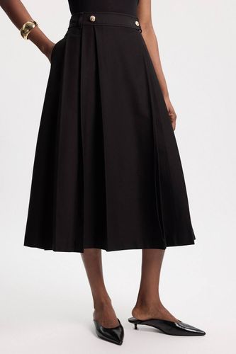 Jupe Midi En Coton Avec Détails Boutons Style Utilitaire | Taille 16 - KarenMillen - Modalova