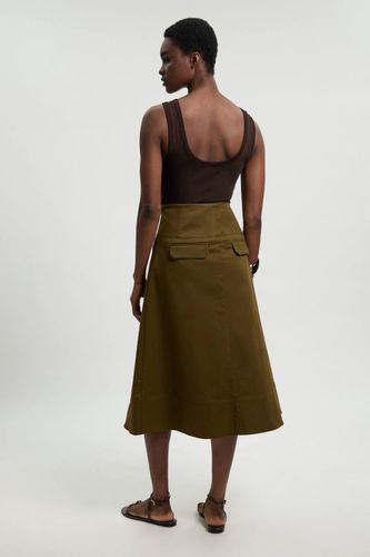 Jupe Midi Ajustée En Coton Avec Détail De Boutons | Taille 16 - KarenMillen - Modalova