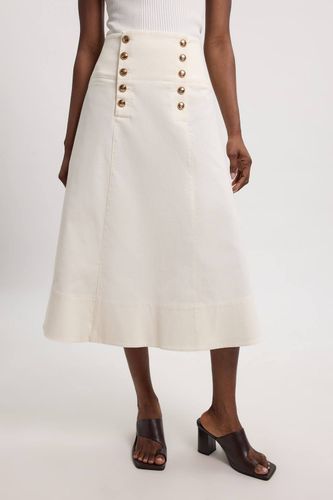 Jupe Midi Ajustée En Coton Avec Détail De Boutons | Taille 16 - KarenMillen - Modalova