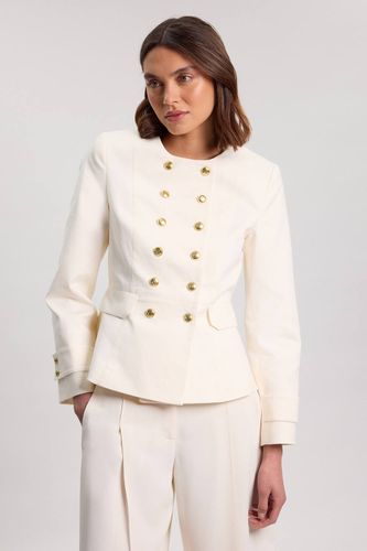 Blazer Péplum Ajusté En Coton Avec Détails De Boutons | Taille 16 - KarenMillen - Modalova
