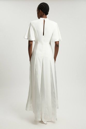 Robe Midi Tissée À Détails Contrastés En Satin | Taille 16 - KarenMillen - Modalova