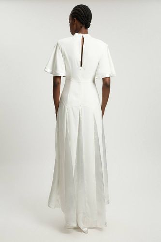 Robe Midi Tissée Petite Avec Détails Contrastants En Satin | Taille 14 - KarenMillen - Modalova