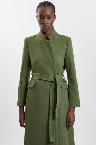 Manteau Long Cintré En Laine À Col Cranté | Taille 18 - KarenMillen - Modalova