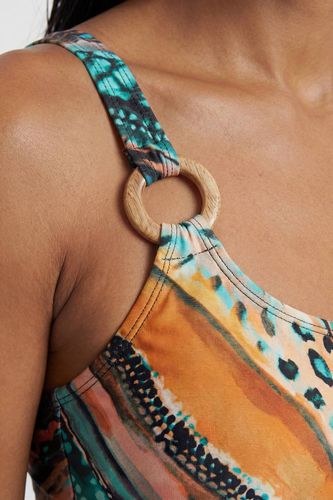 Maillot De Bain À Détails De Finitions Imprimé Animalier Linéaire | Taille Medium - KarenMillen - Modalova
