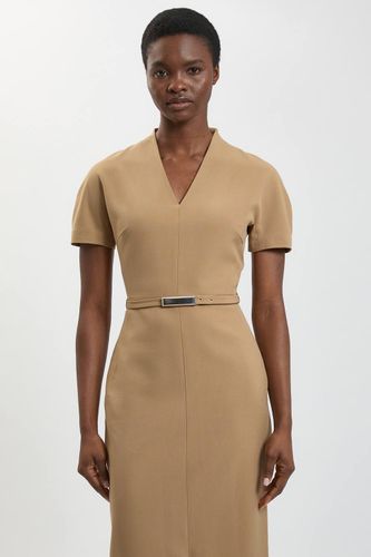 Robe Crayon Midi Ajustée Ceinturée En Tissu Stretch Compact | Taille 18 - KarenMillen - Modalova