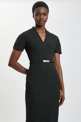 Robe Crayon Midi Ajustée Ceinturée En Tissu Stretch Compact | Taille 18 - KarenMillen - Modalova