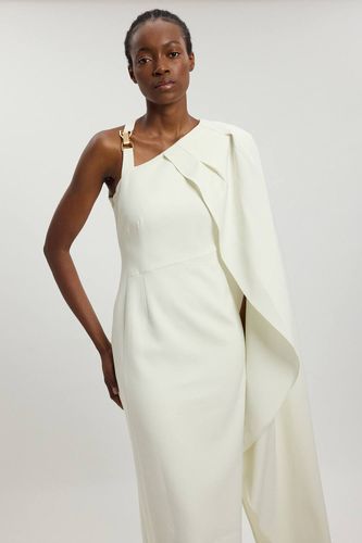 Robe Longue Asymétrique En Viscose Compacte Avec Détail Drapé | Taille 18 - KarenMillen - Modalova