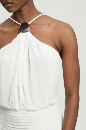 Robe Maxi Dos Nu Col Licou En Georgette De Viscose Tissée Avec Ourlet Tombant | Taille 18 - KarenMillen - Modalova
