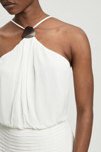 Robe Maxi Tissée En Georgette De Viscose Petite Avec Col Licou Et Ourlet Tombant | Taille 16 - KarenMillen - Modalova