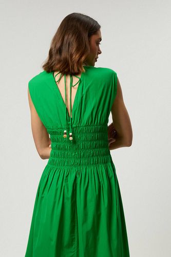 Robe Midi En Popeline De Coton Avec Taille Froncée | Taille 18 - KarenMillen - Modalova