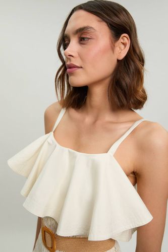 Robe Mini Ceinturée En Popeline De Coton À Surpiqûres Contrastées | Taille 18 - KarenMillen - Modalova