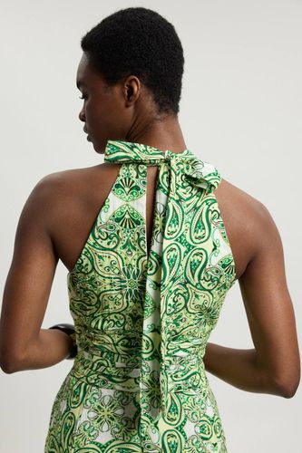 Robe Midi À Col Licou En Double Tissu À Imprimé Carreaux | Taille 18 - KarenMillen - Modalova