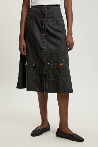 Jupe Midi Évasée En Denim À Découpes | Taille 18 - KarenMillen - Modalova